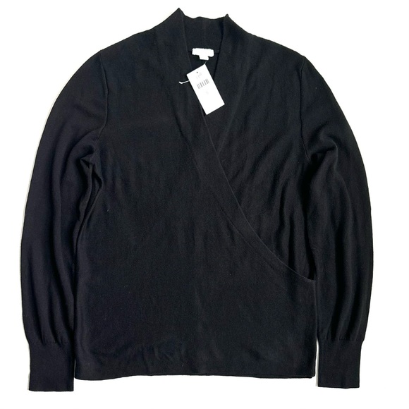 J Jill Seamed Wrap Long Sleeves Sweater Black Size Small - Picture 10 of 12